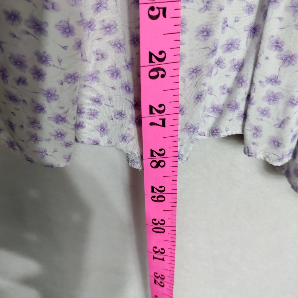 Selkie Purple Floral Puff Sleeve Babydoll Mini Dress XS Cottagecore Rayon - Picture 7 of 8